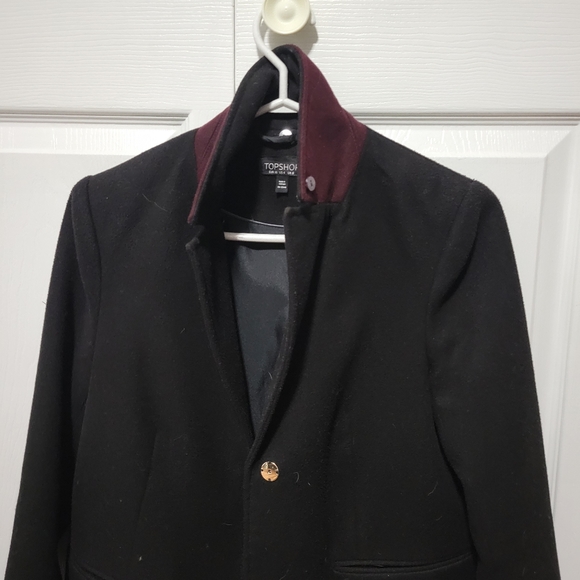 Black Topshop Wool Coat - Picture 2 of 4
